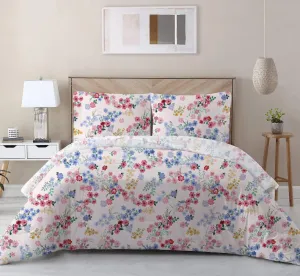 100% Cotton 3-Piece Printed Disty Comforter Set Single/Queen/King size - Red Floral