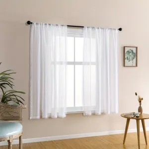 1pc Vintage White Voile Embroidery Lace Curtain - Sheer, Balcony, Kitchen, Bedroom, Living Room, Office Window Treatment - Tulle Drapes for Home Decor with Retro Style