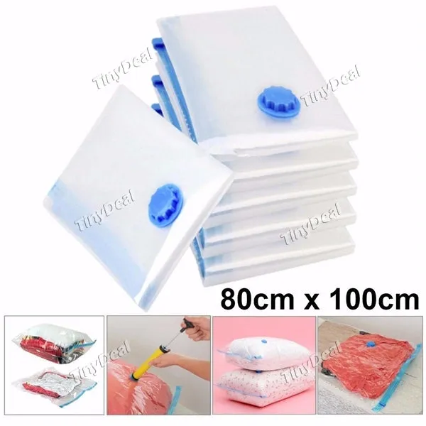 80*100cm Jumbo Vacuum Storage Bag w Double-Zip Seal Work with Vacuum Cleaner/Hand Pump Space Saver Organizer