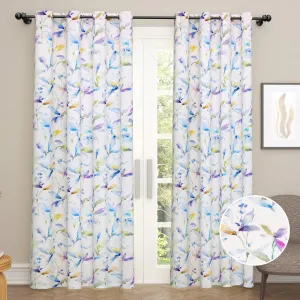 Abstract Floral Blackout Curtain Set