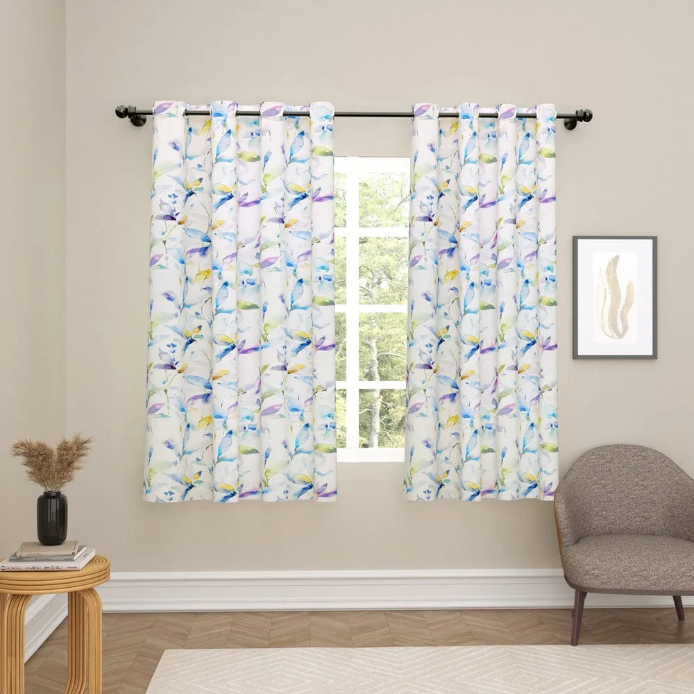 Abstract Floral Blackout Curtain Set