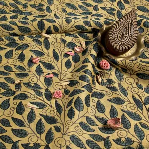 Ajrakh Chanderi Silk Natural Dyed Block Print Fabric