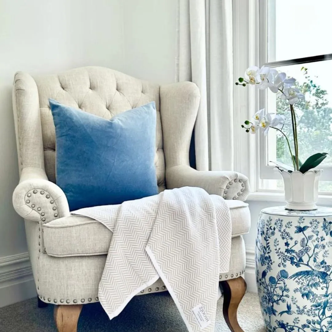 Alsace Velvet Cushion | Dusty Blue