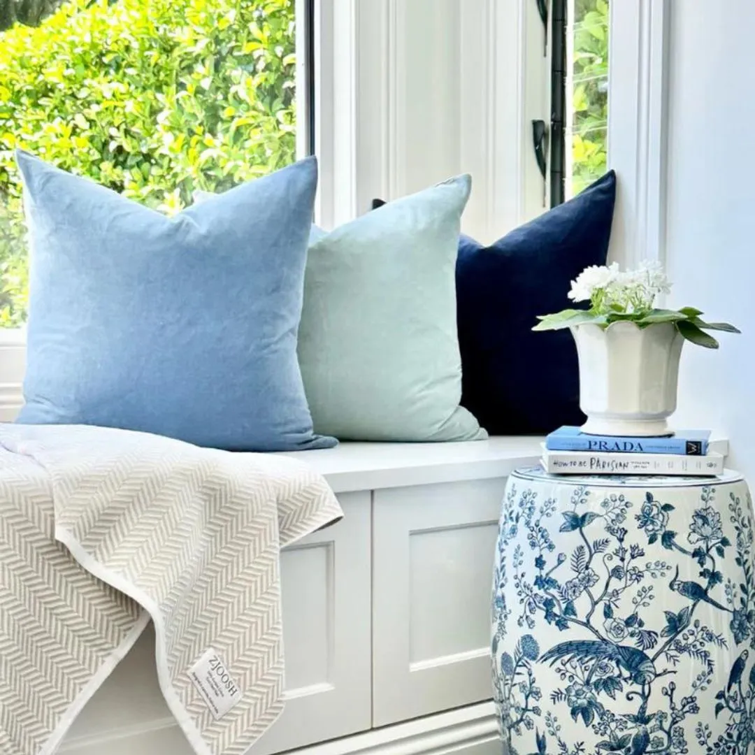Alsace Velvet Cushion | Dusty Blue