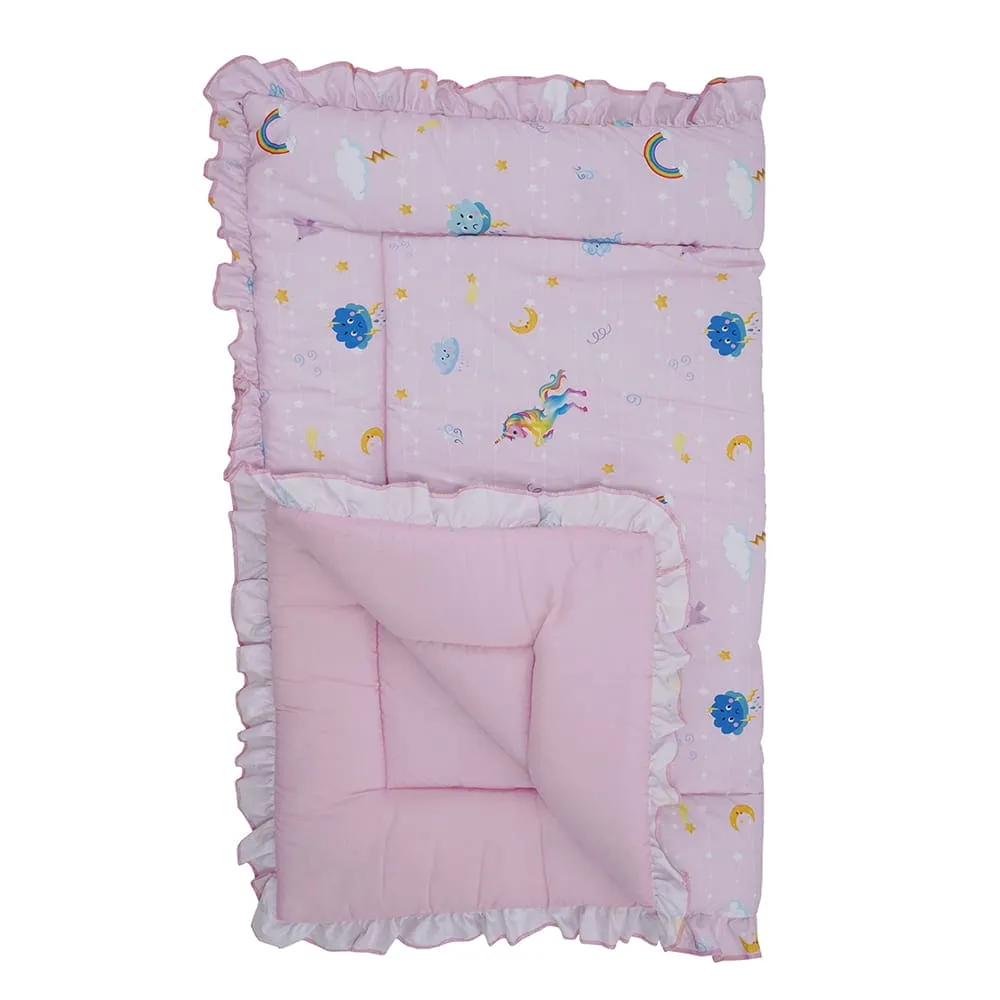 Baby Moo Unicorn Soft Frill Large Duvet Quilt - Pink