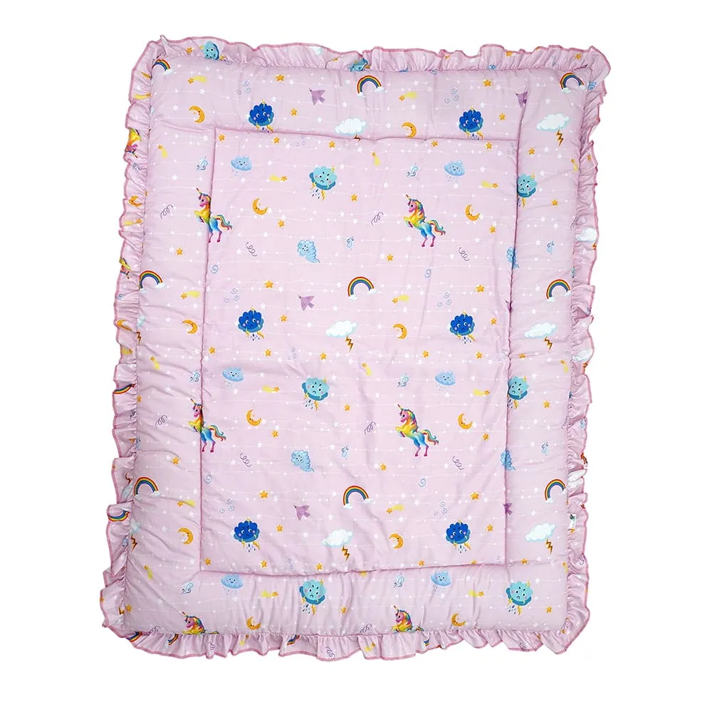 Baby Moo Unicorn Soft Frill Large Duvet Quilt - Pink