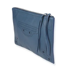 Balenciaga Blue Grained Calfskin Blackout Pouch