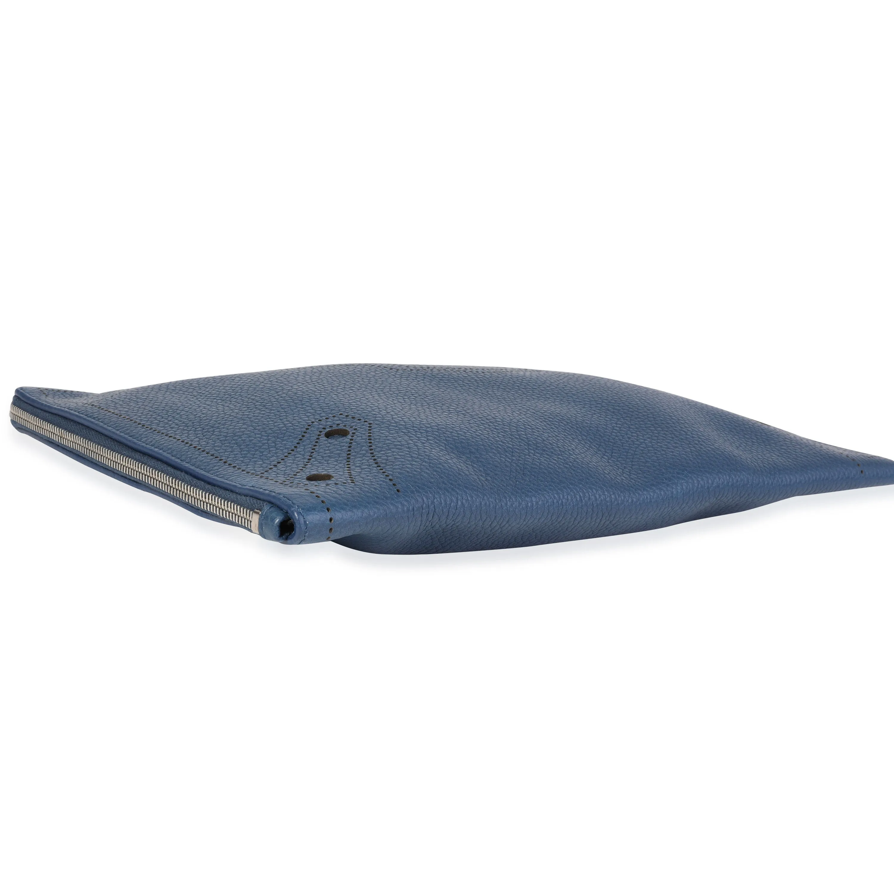 Balenciaga Blue Grained Calfskin Blackout Pouch