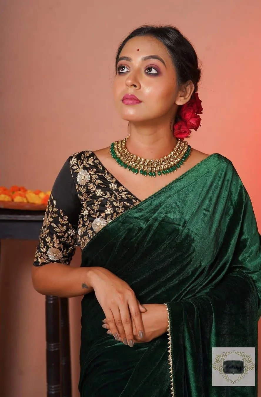 Beautiful Designer Viscose velvet Silk Saree