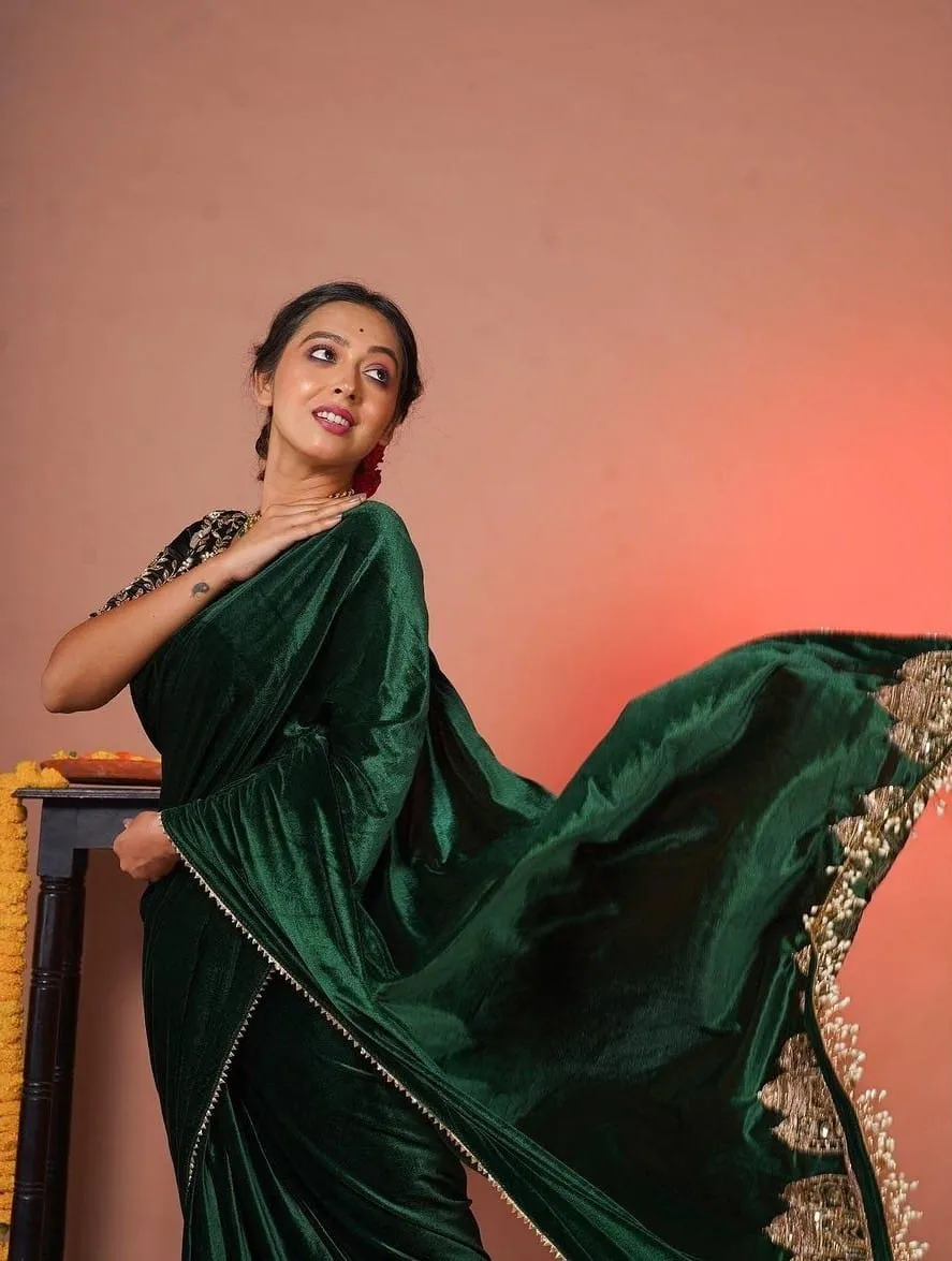 Beautiful Designer Viscose velvet Silk Saree