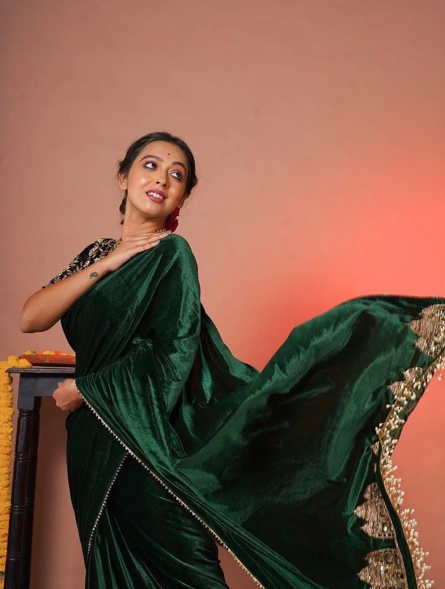 Beautiful Designer Viscose velvet Silk Saree