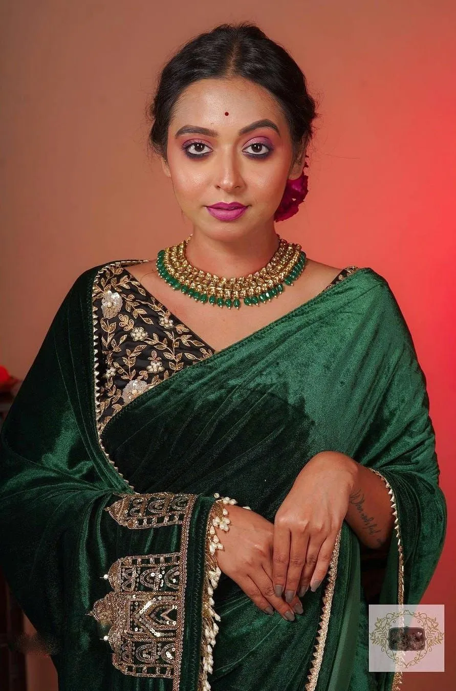Beautiful Designer Viscose velvet Silk Saree
