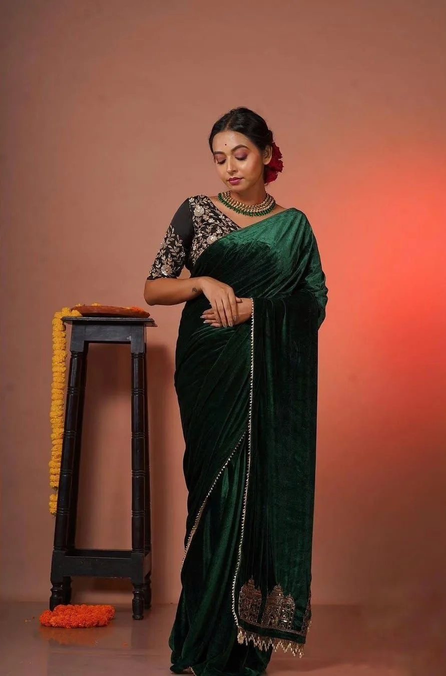 Beautiful Designer Viscose velvet Silk Saree