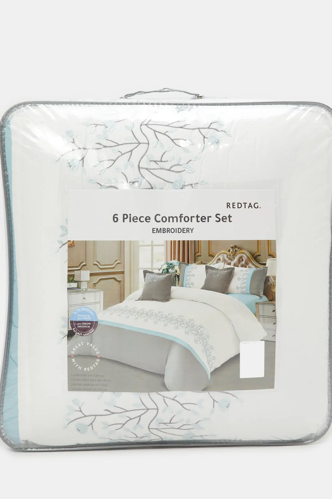 Blue 6 Piece Embroidery Comforter Set (King Size)