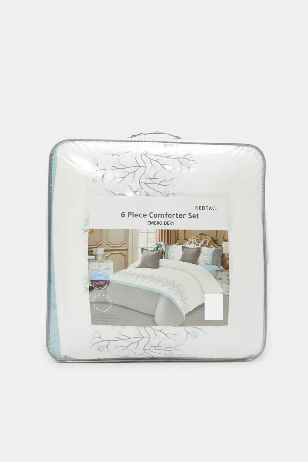 Blue 6 Piece Embroidery Comforter Set (King Size)