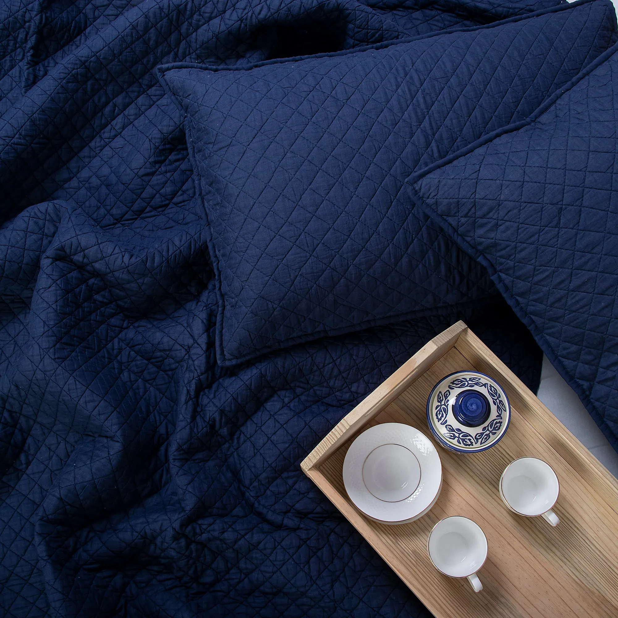 Blue Luxury Pure Cotton Solid Jaipuri Quilts & Comforters