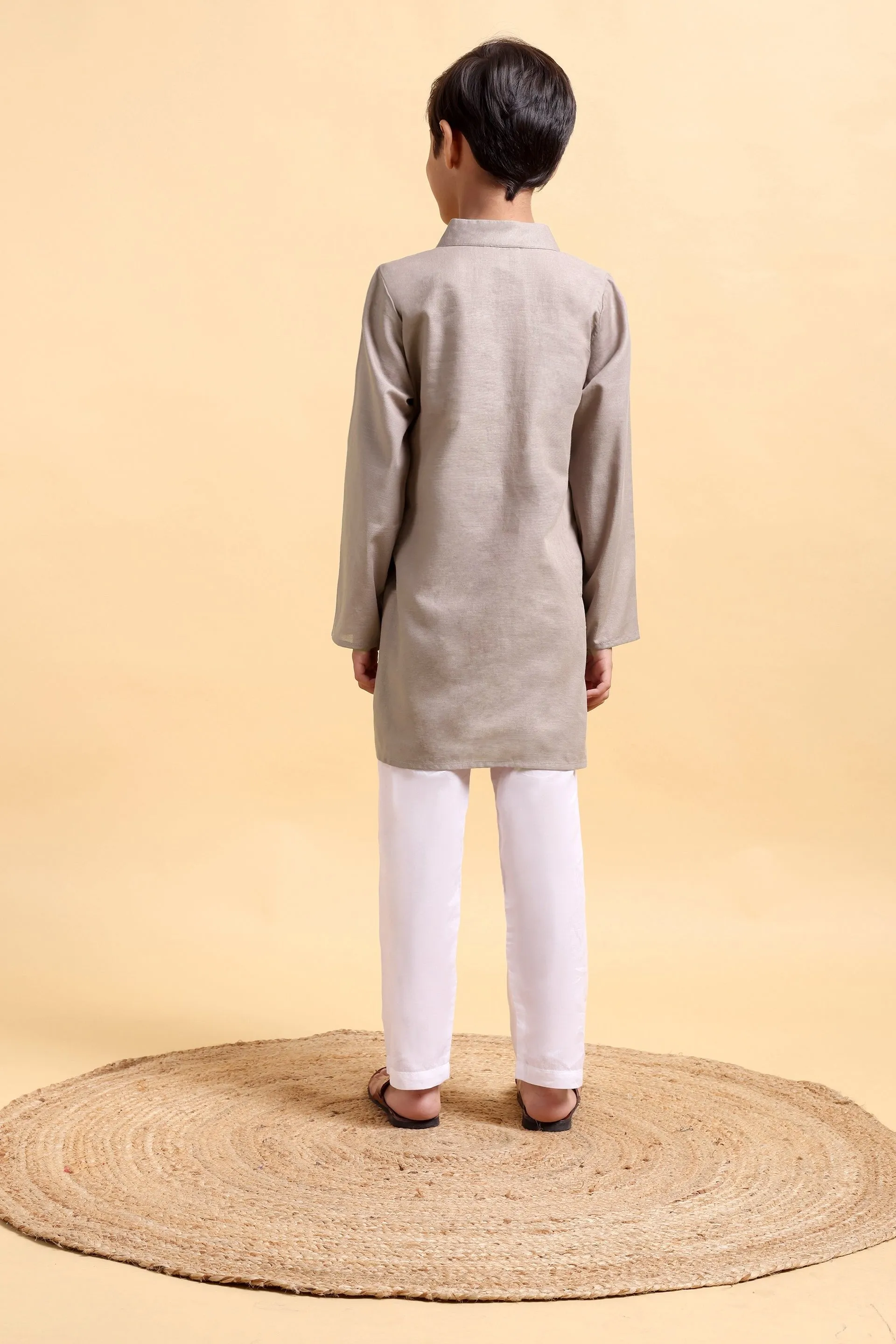 Boys Cotton Linen Kurta & Pajama
