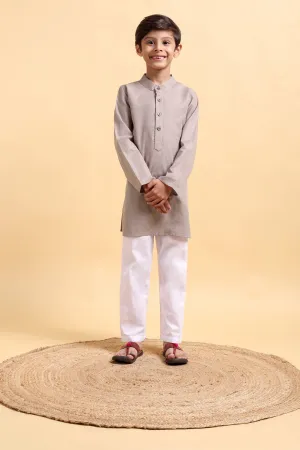 Boys Cotton Linen Kurta & Pajama