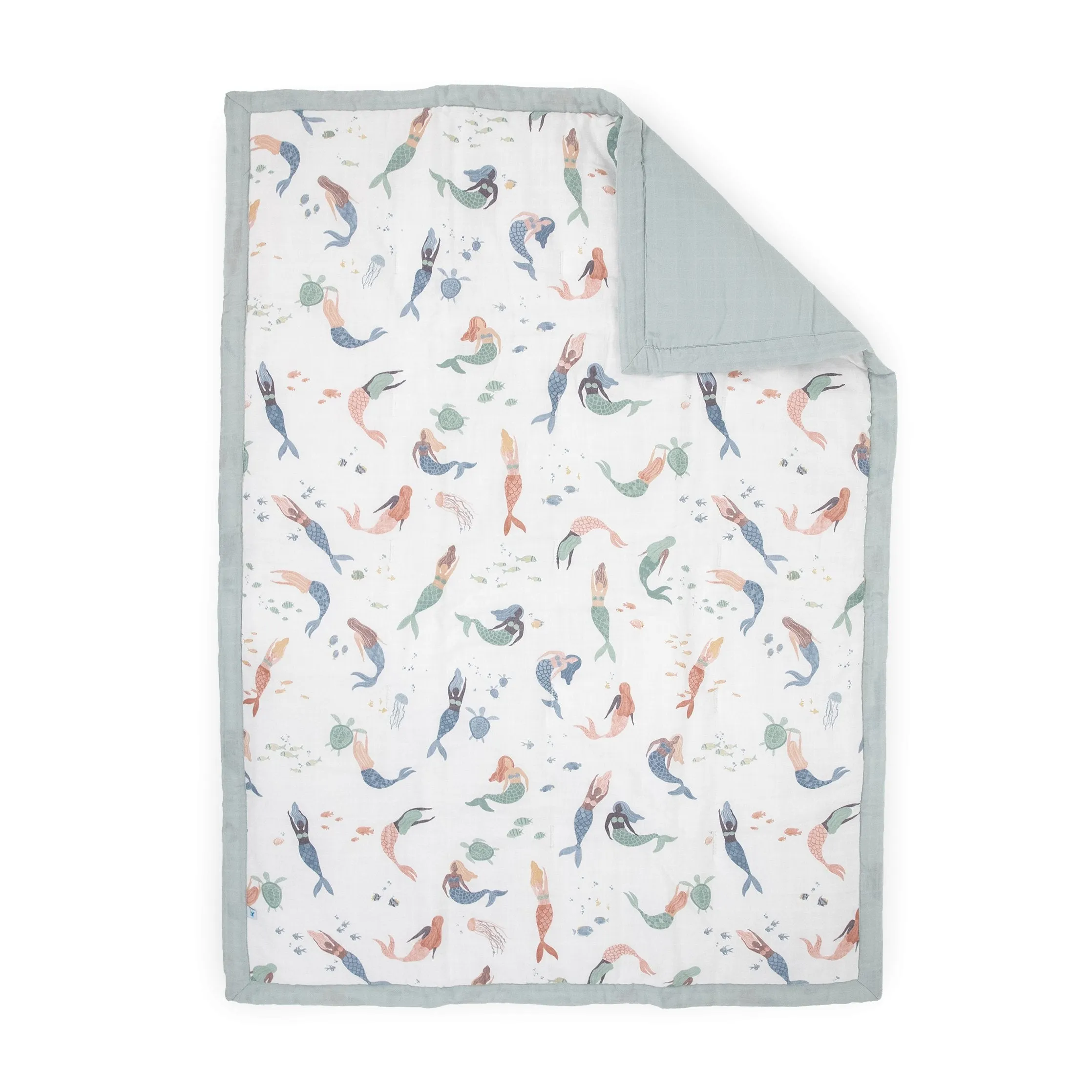 Cotton Muslin Toddler Comforter - Mermaid Party