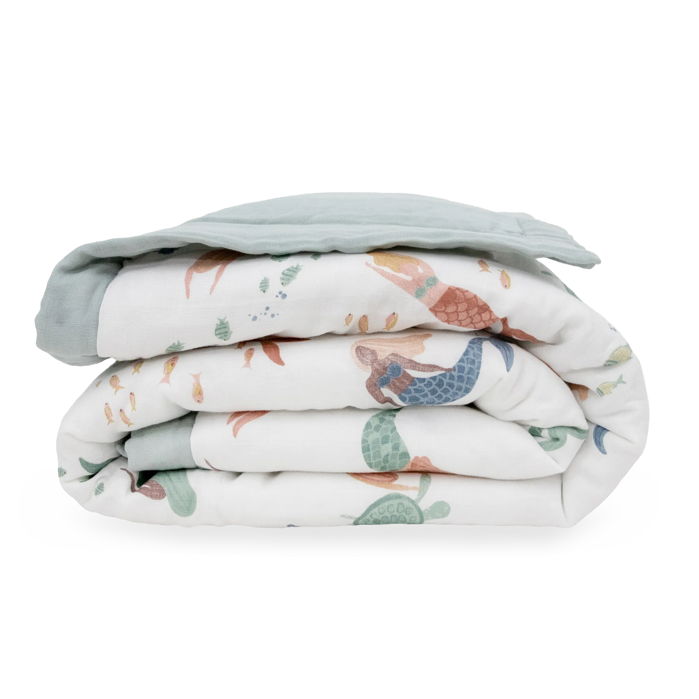 Cotton Muslin Toddler Comforter - Mermaid Party