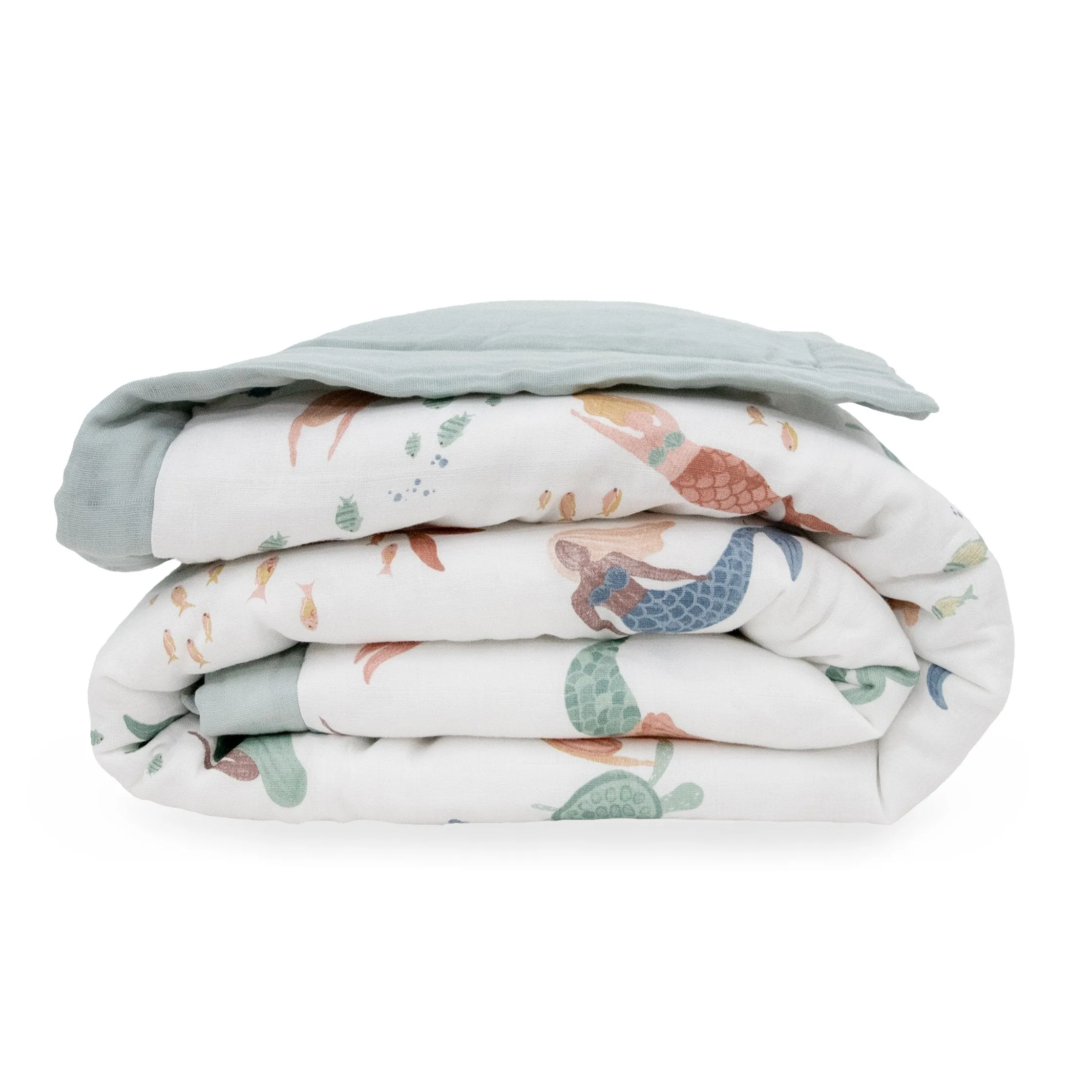 Cotton Muslin Toddler Comforter - Mermaid Party