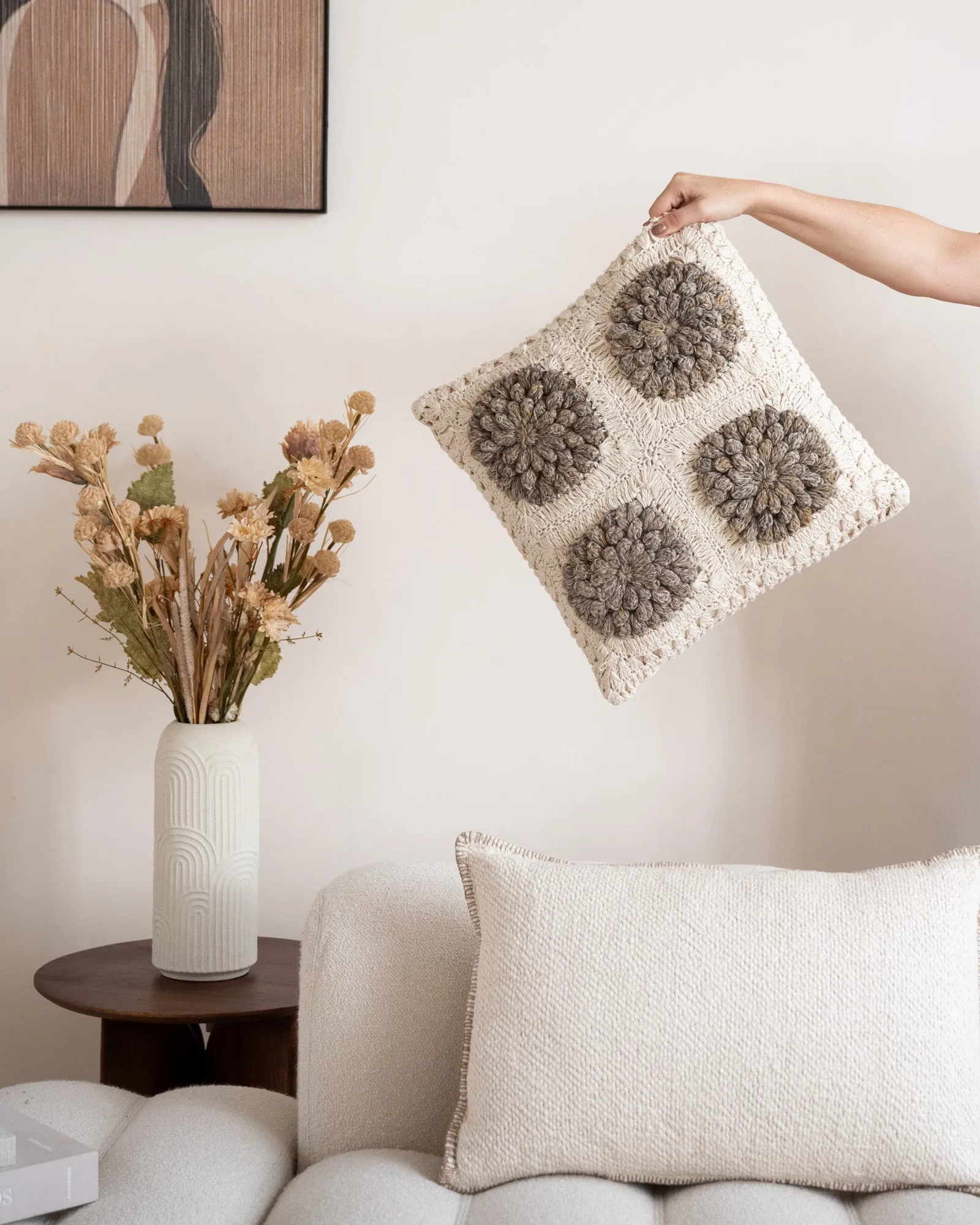 Cushion Ivory Four Cotton