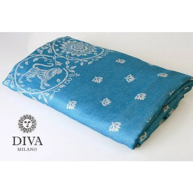 Diva Milano Woven Wrap - Barocco Lions (with Linen) - Petrel