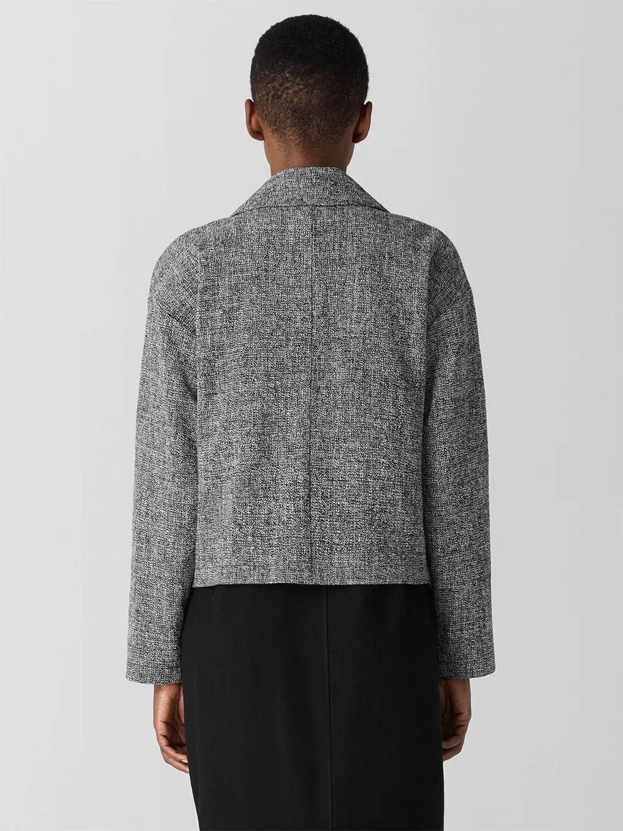 Eileen Fisher Organic Cotton Tweed Short Blazer in Black/White