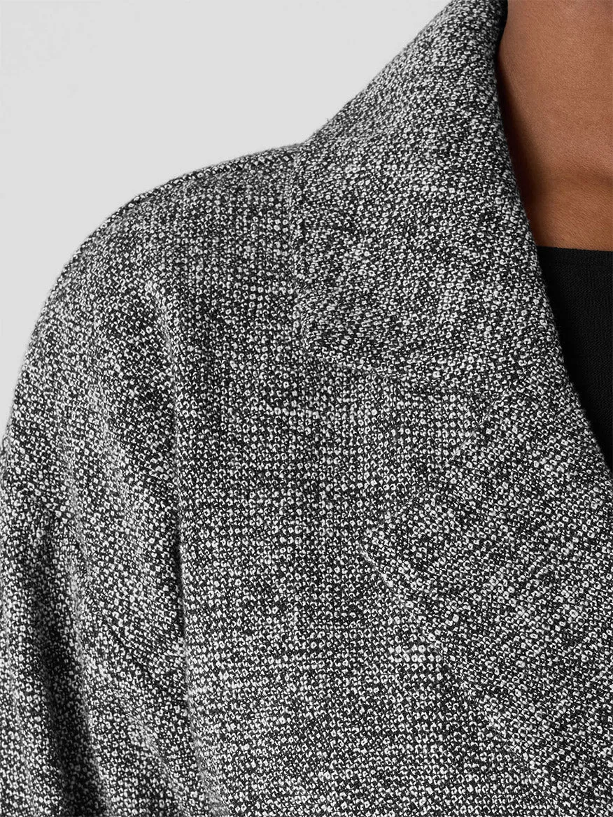 Eileen Fisher Organic Cotton Tweed Short Blazer in Black/White