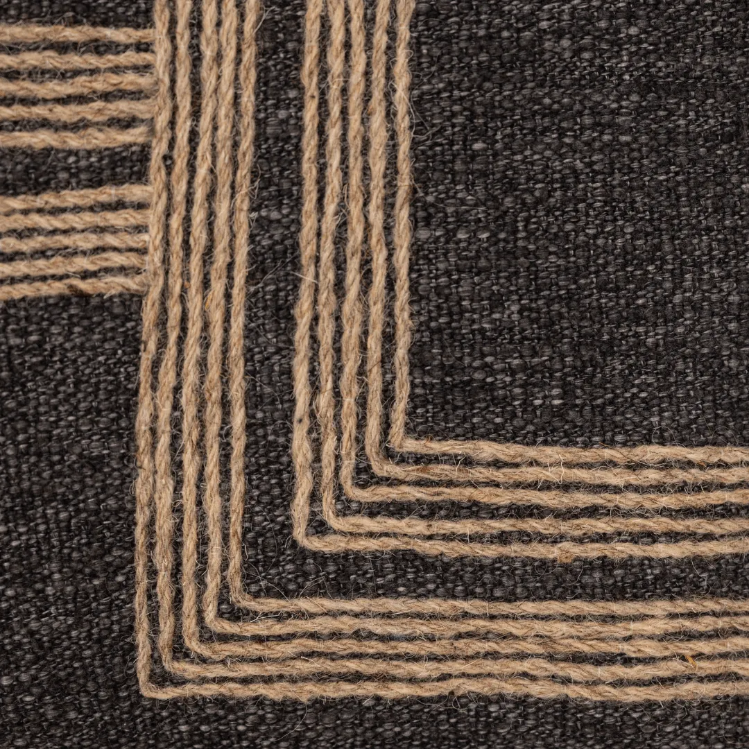 Embroidered Jute Cushion Cover | Charcoal