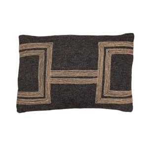 Embroidered Jute Cushion Cover | Charcoal