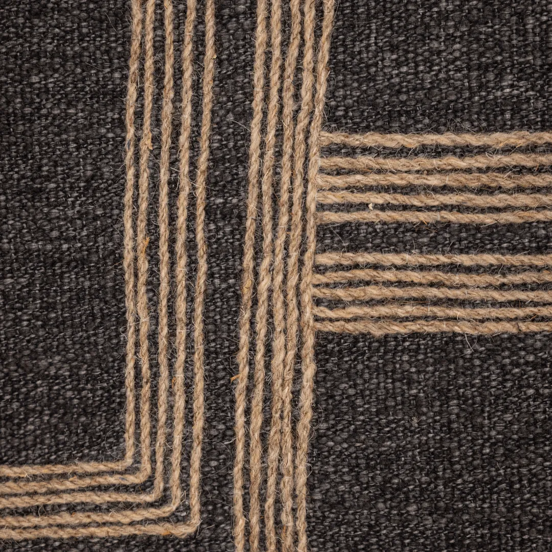 Embroidered Jute Cushion Cover | Charcoal