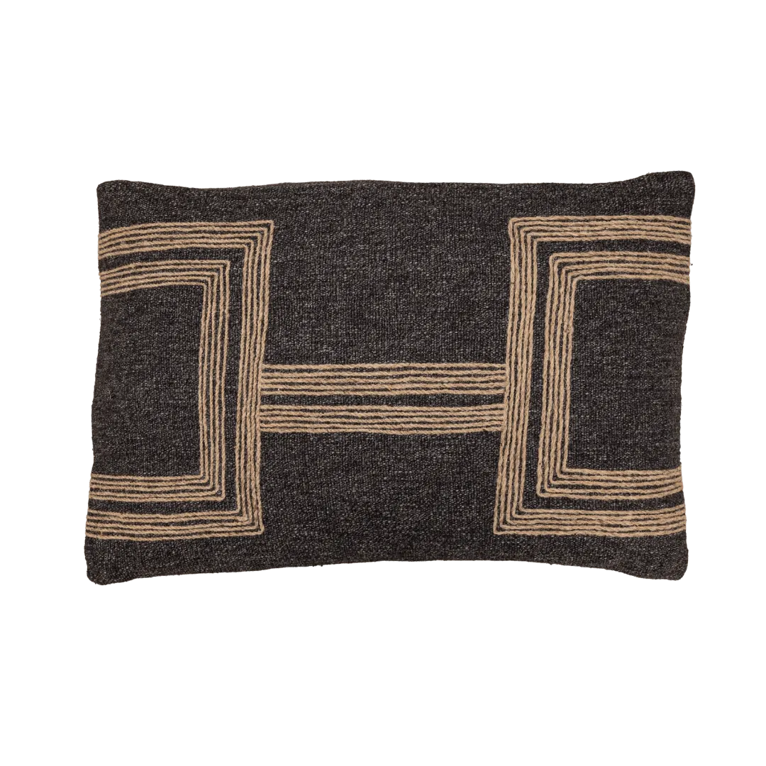 Embroidered Jute Cushion Cover | Charcoal