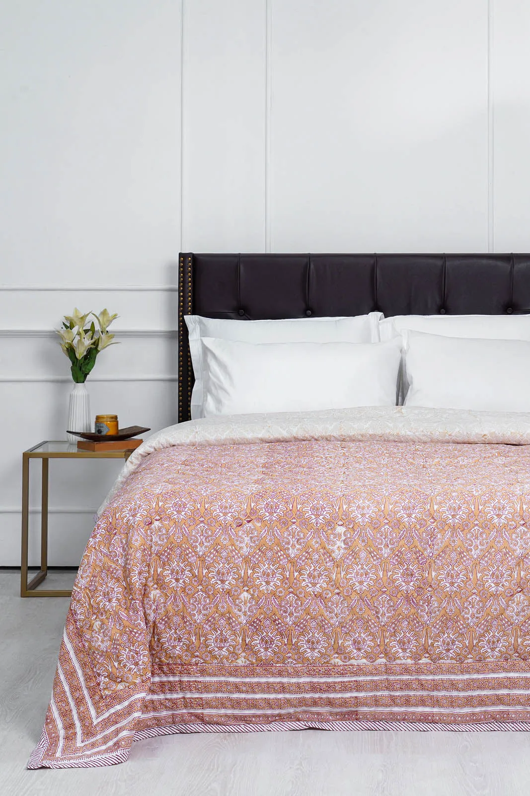 Eshika Jaal Mustard Cotton Muslin Quilt