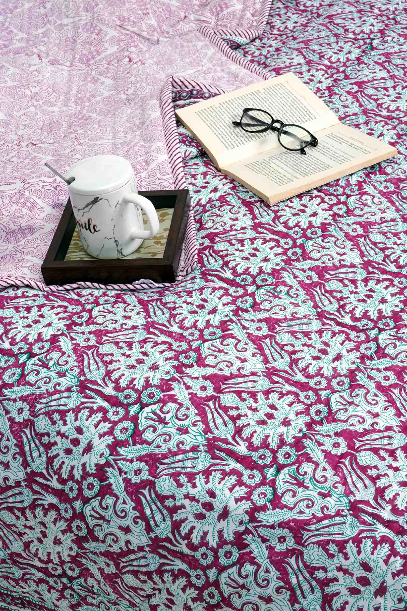 Eshika Jaal Red Cotton Muslin Quilt