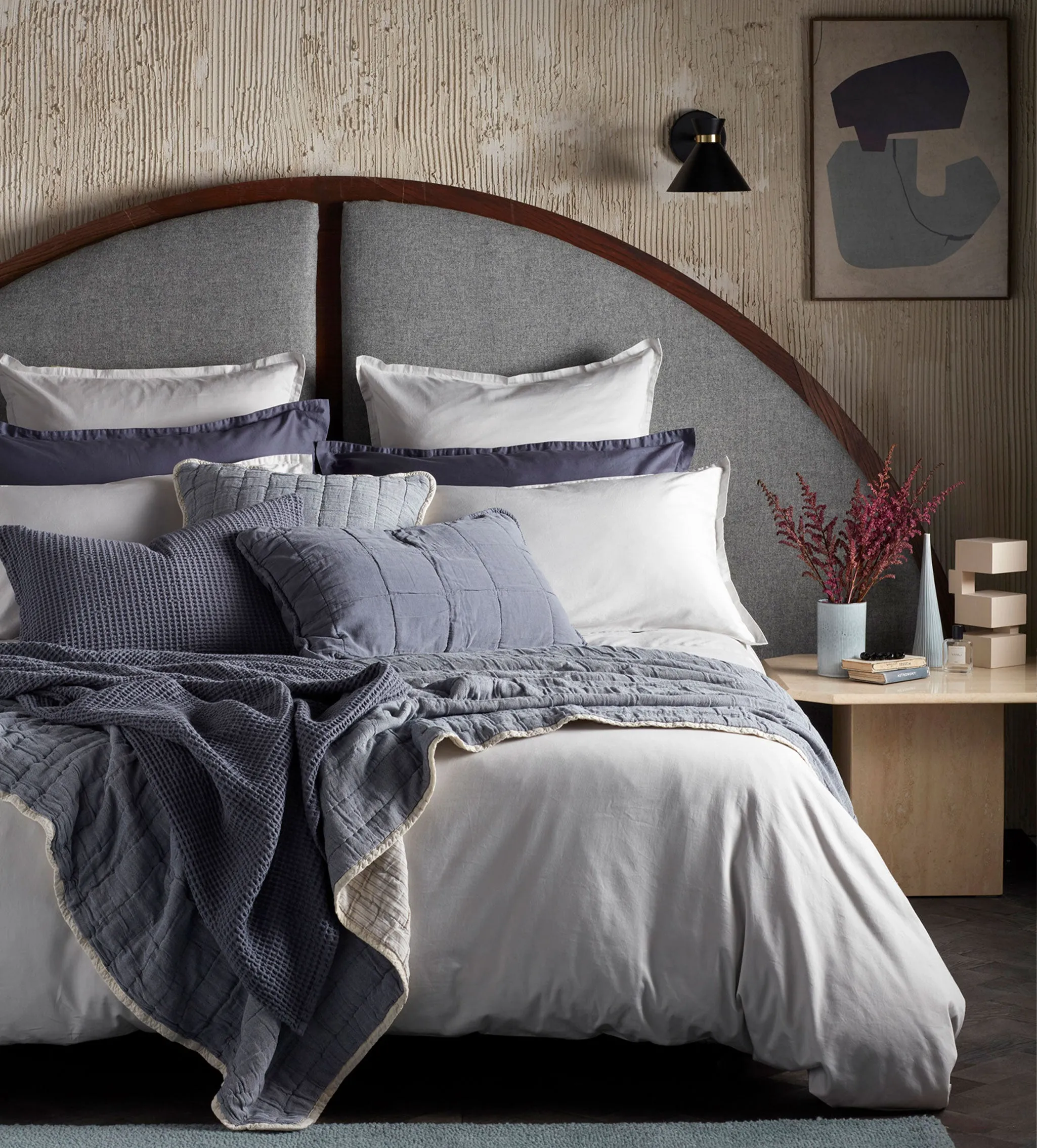 French Blue Big Waffle 100% Cotton Cushion Cover