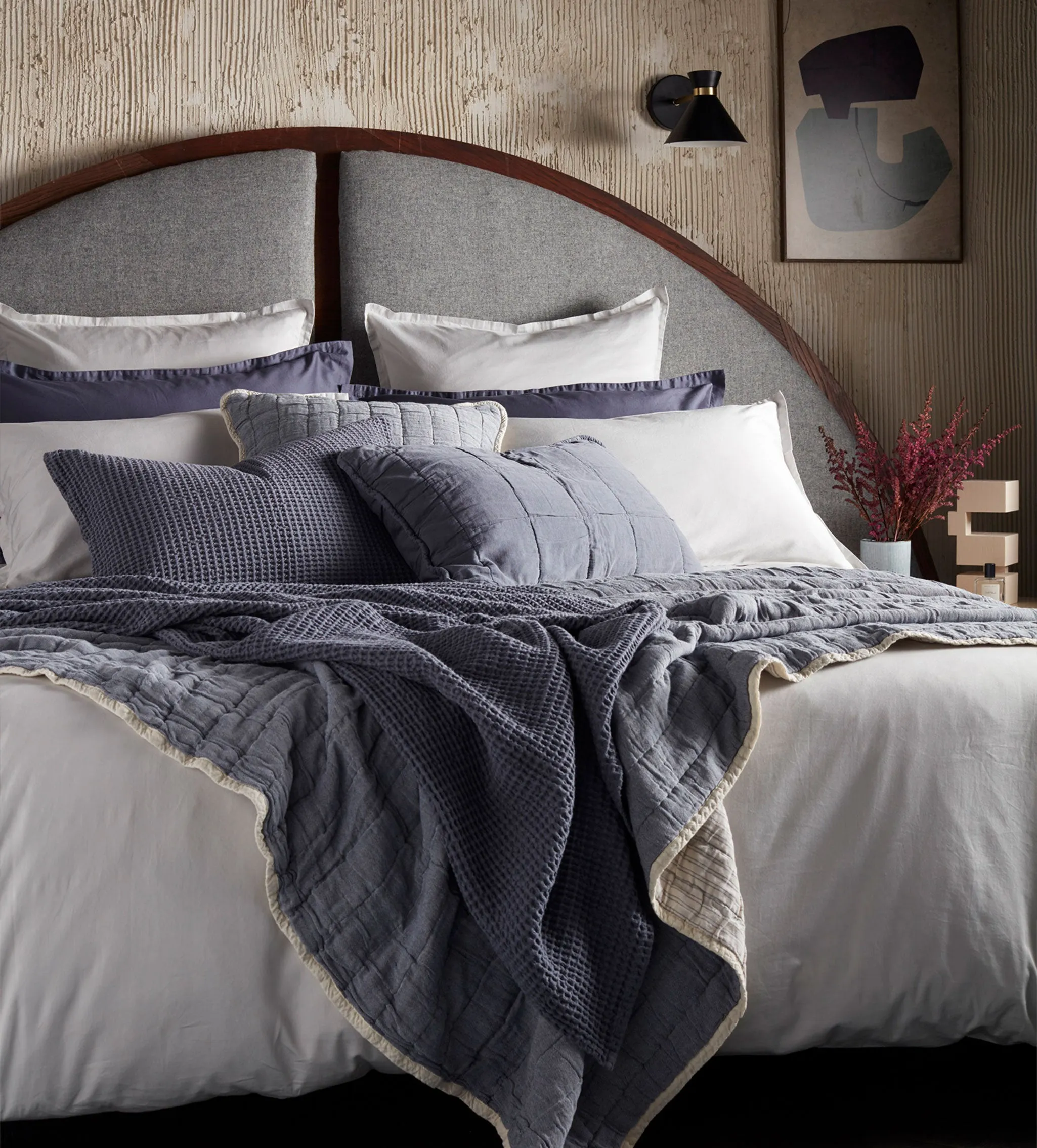 French Blue Big Waffle 100% Cotton Cushion Cover