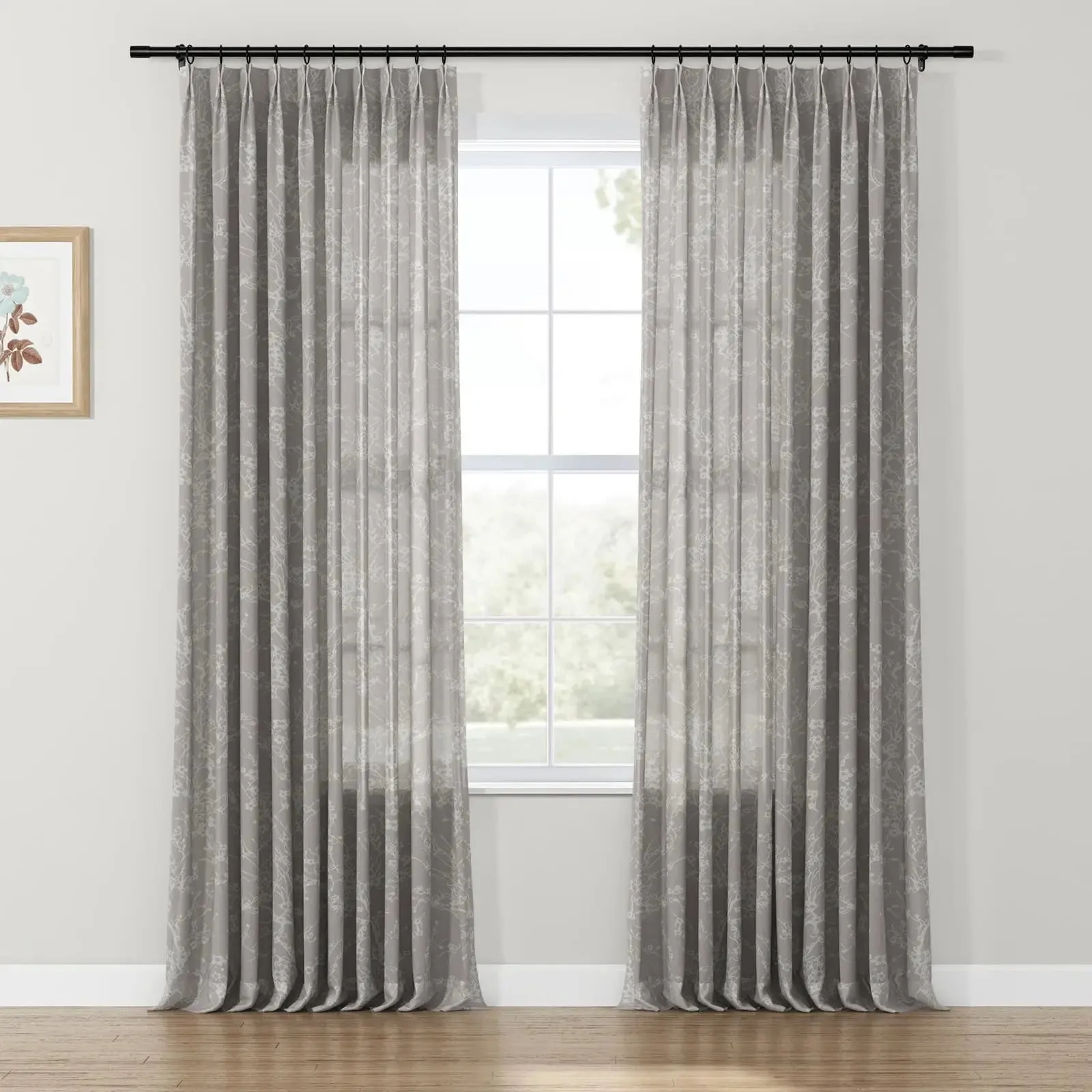 Freya Linen Semi Sheer Jacquard Curtains Pleated
