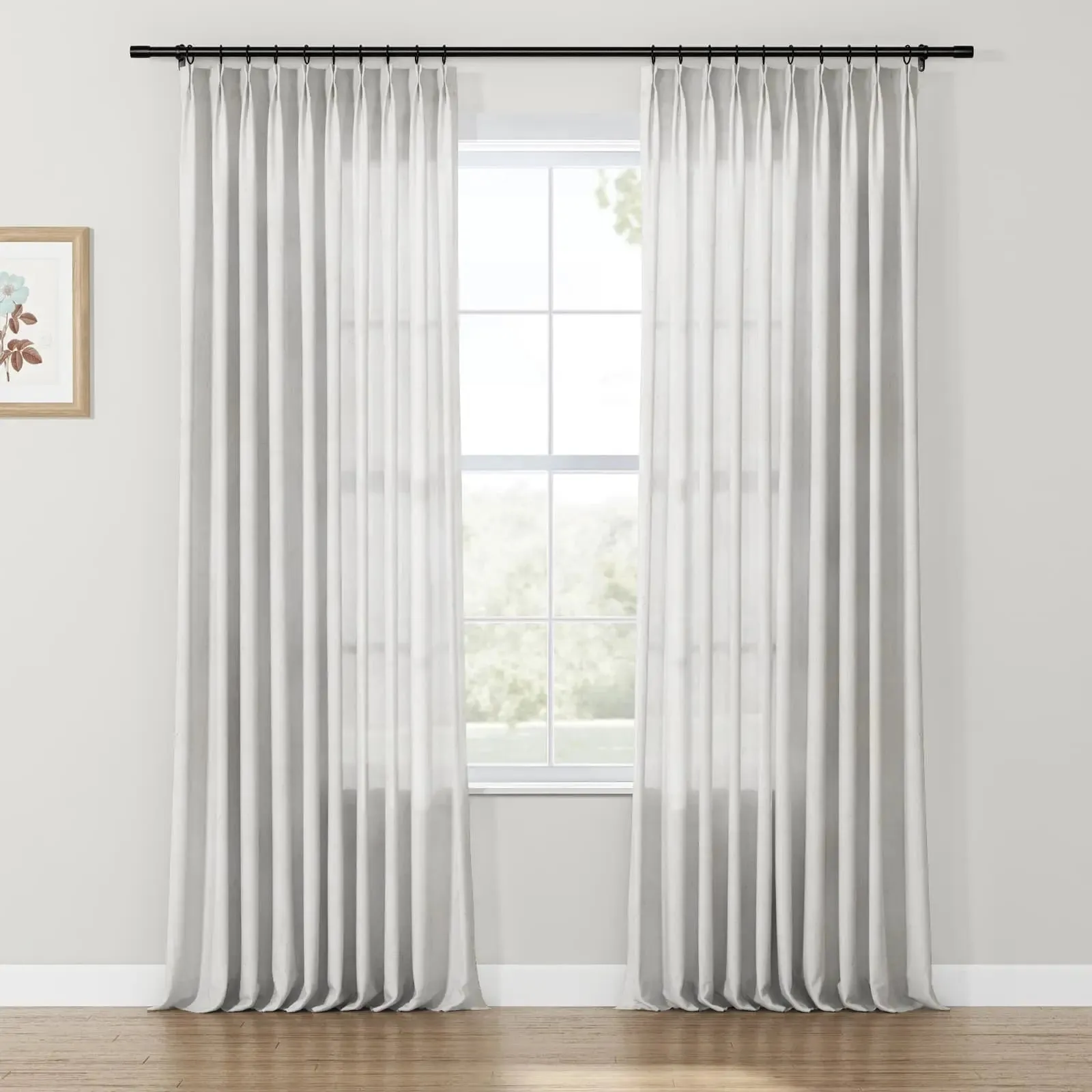 Freya Linen Semi Sheer Jacquard Curtains Pleated