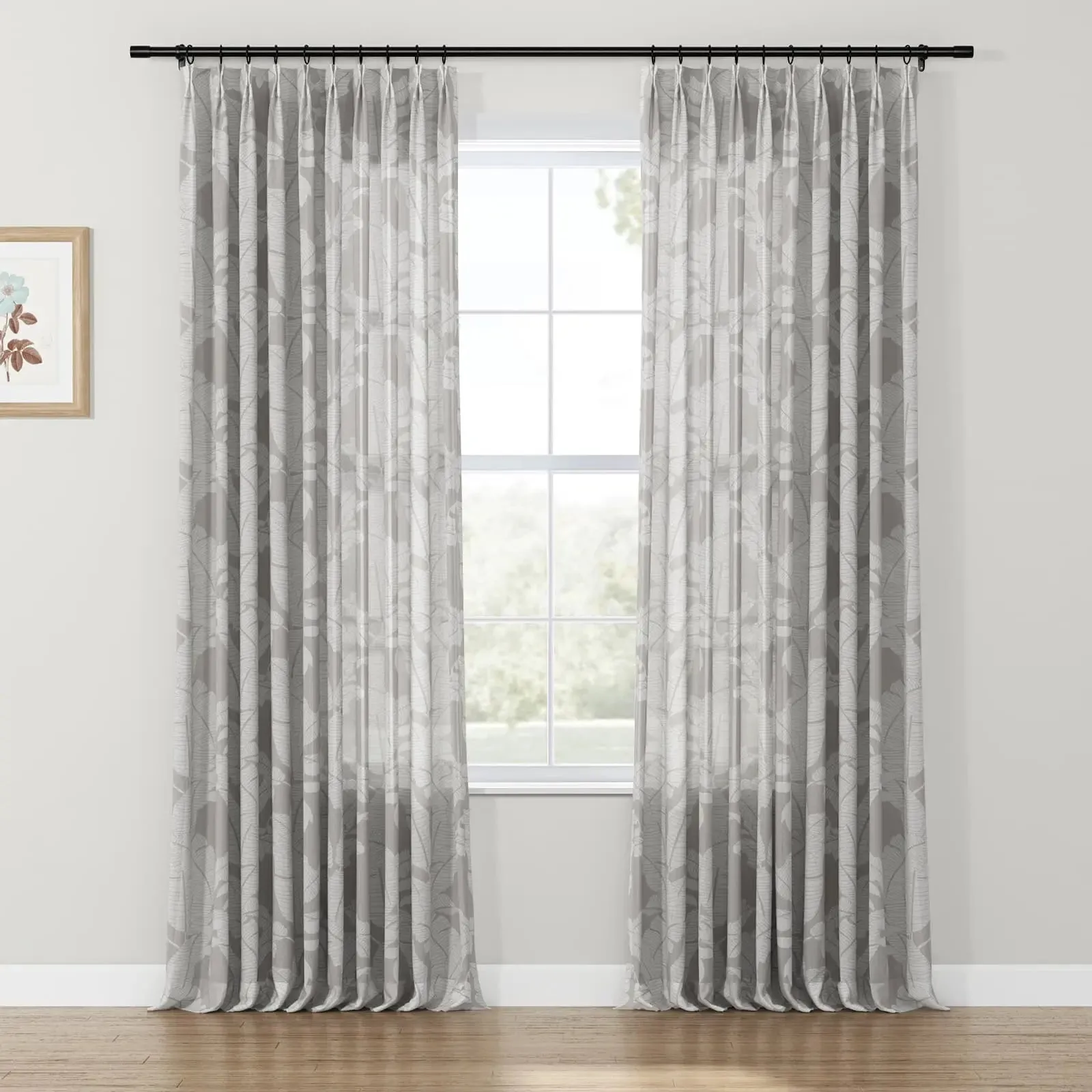 Freya Linen Semi Sheer Jacquard Curtains Pleated