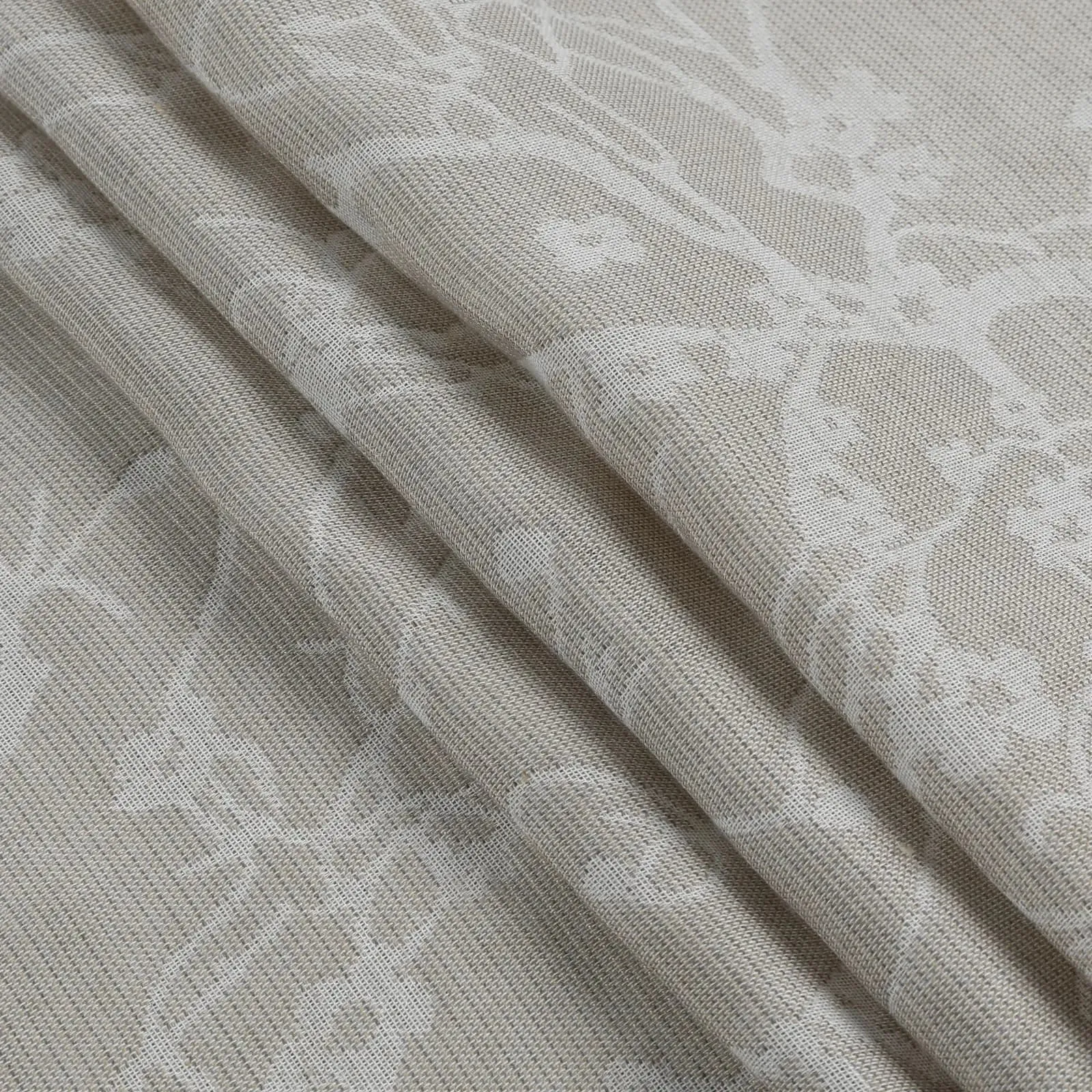 Freya Linen Semi Sheer Jacquard Curtains Pleated