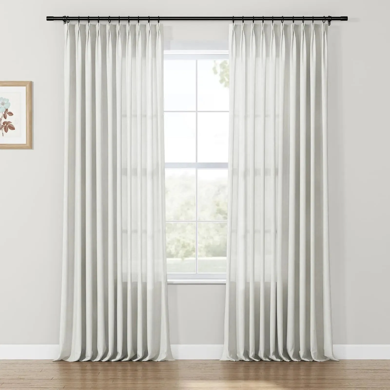 Freya Linen Semi Sheer Jacquard Curtains Pleated