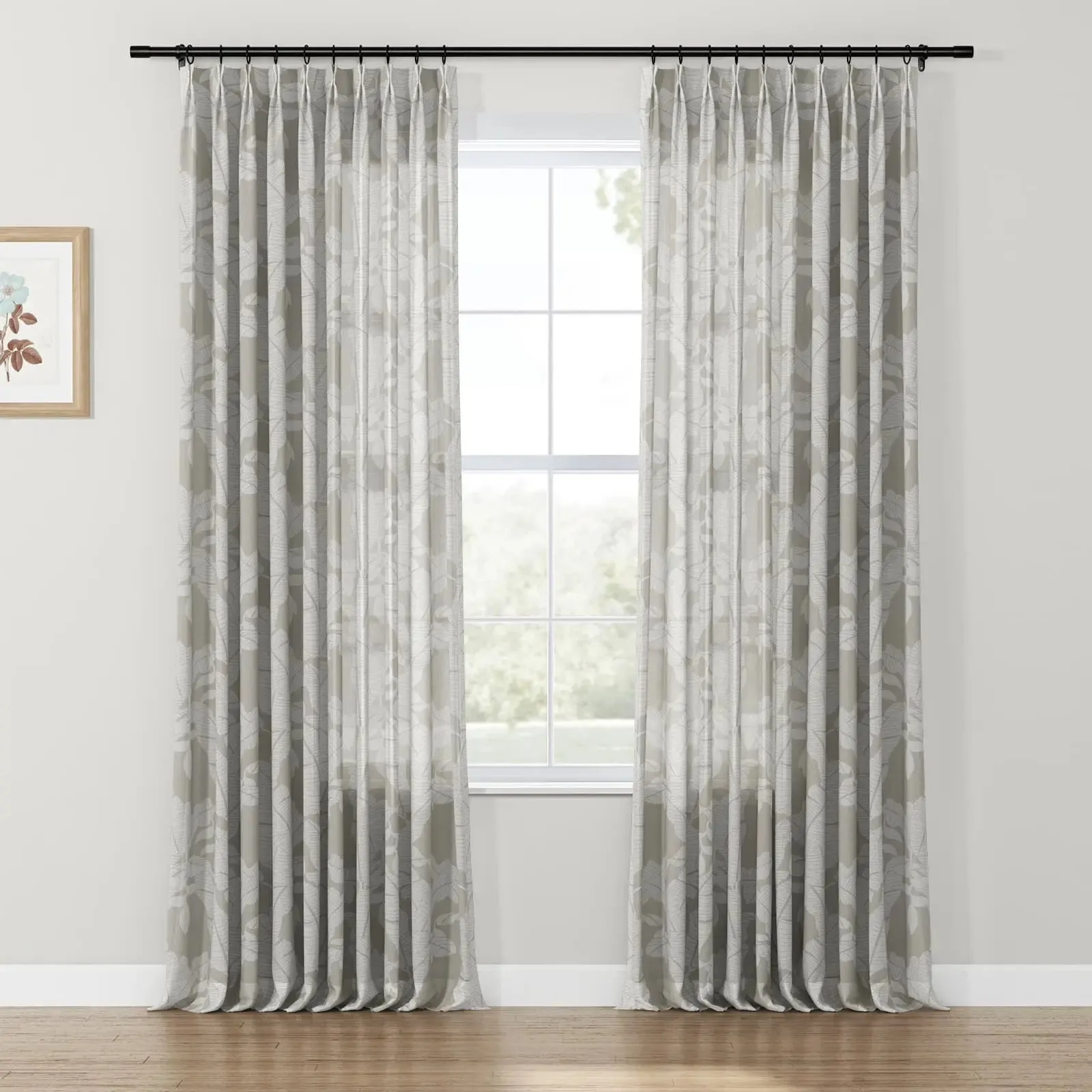 Freya Linen Semi Sheer Jacquard Curtains Pleated