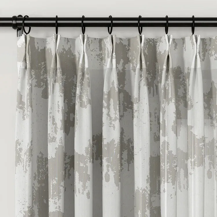 Freya Linen Semi Sheer Jacquard Curtains Pleated