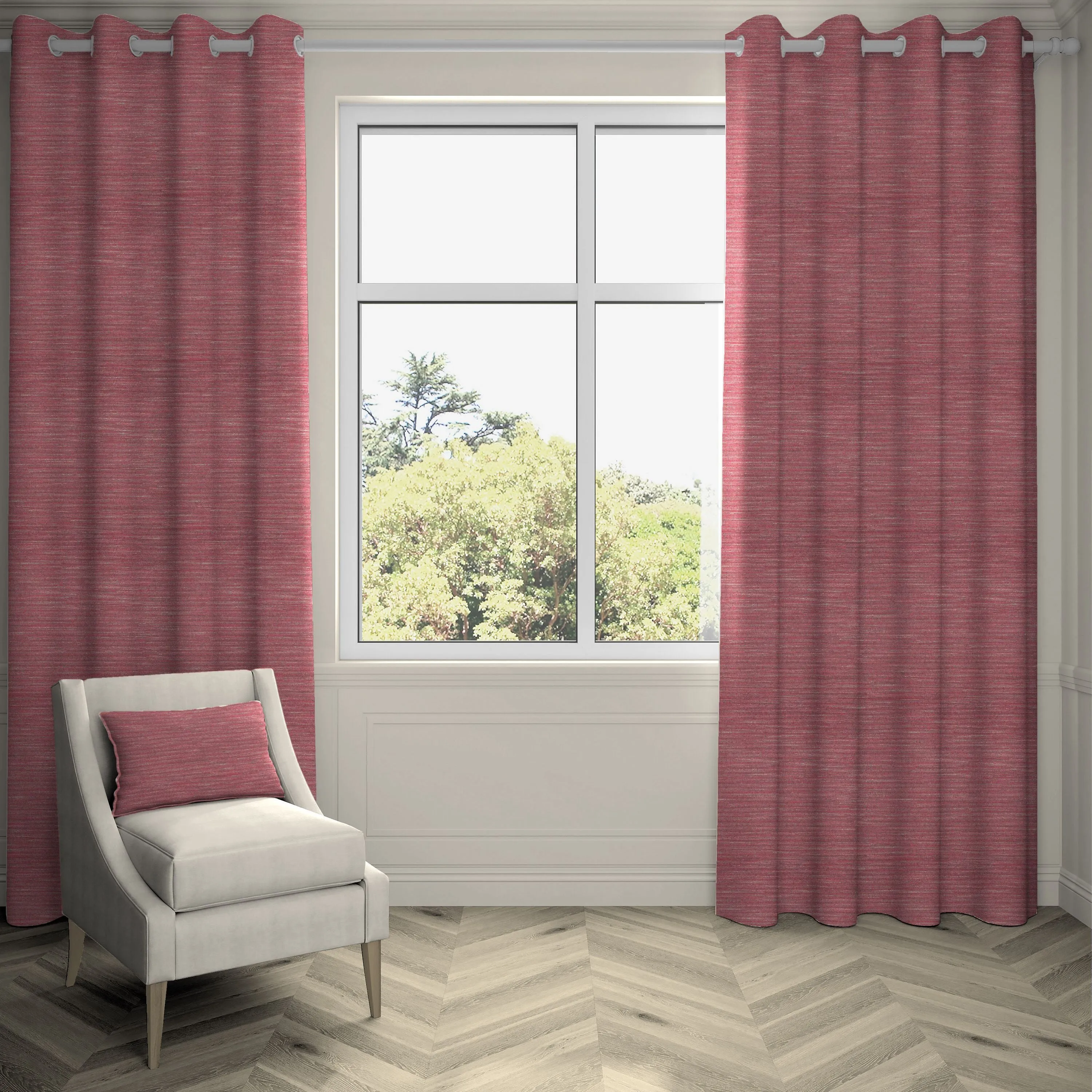 Hamleton Red Textured Plain Curtains