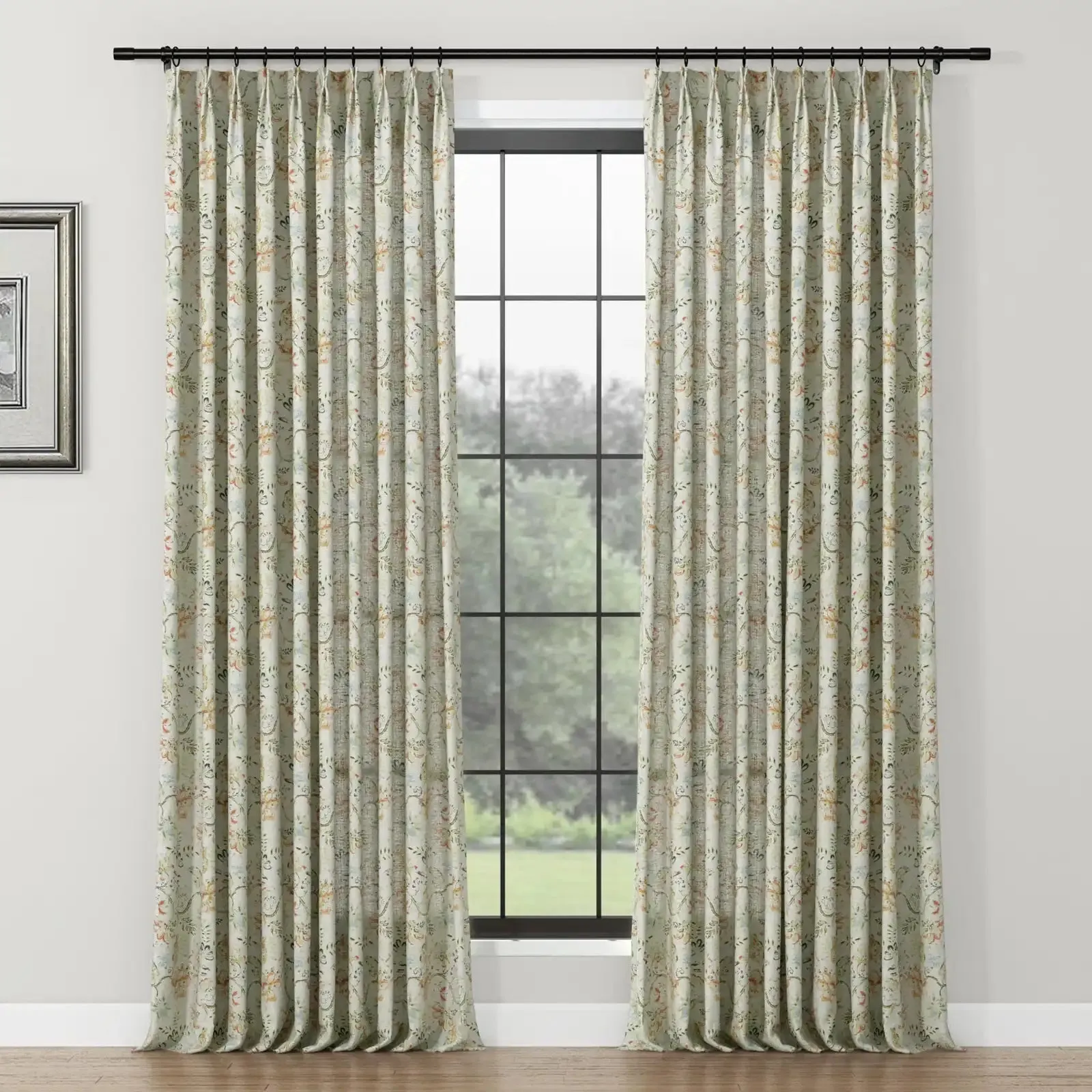 Holly Botanical Serenity Patterned Boho Curtains Pleated