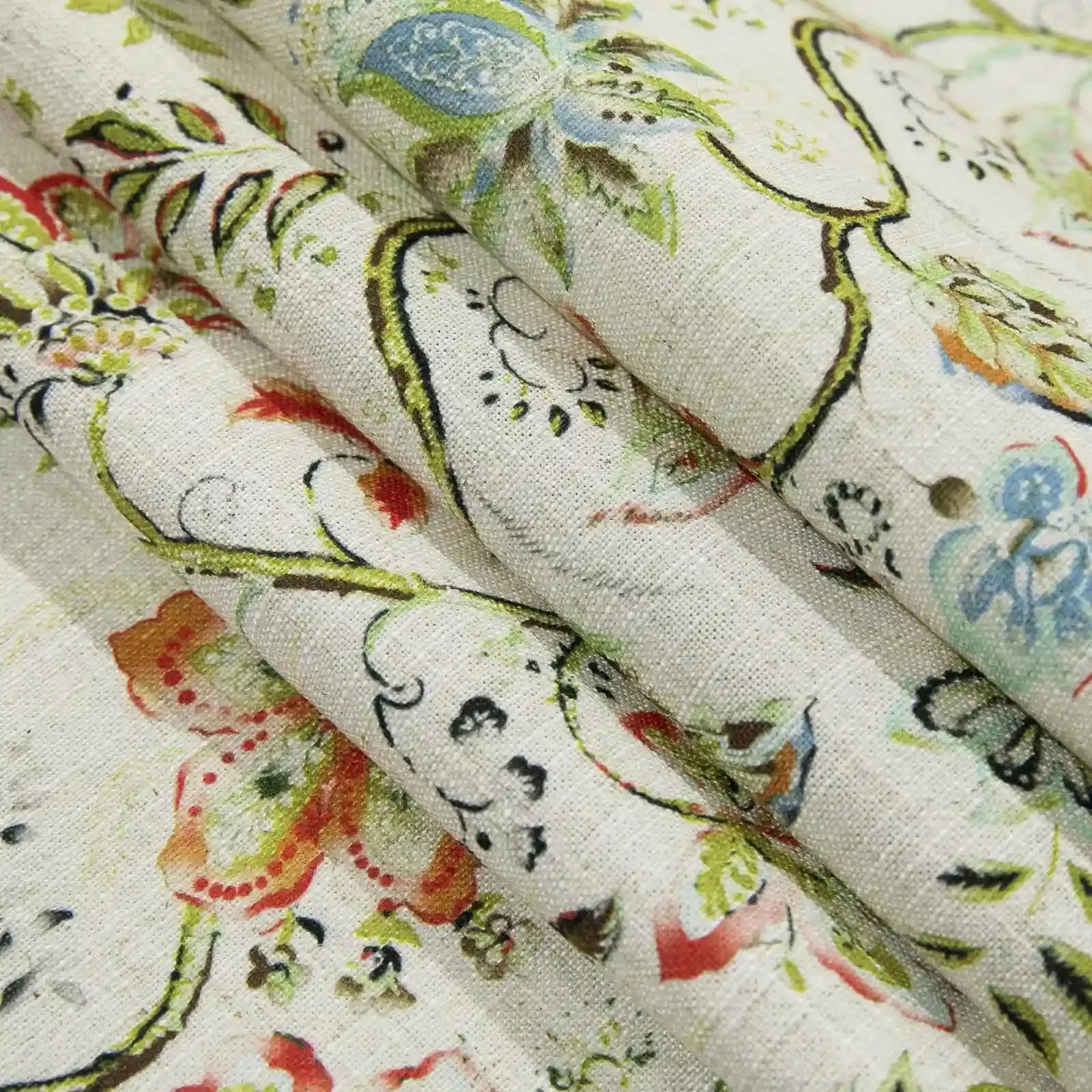 Holly Botanical Serenity Patterned Boho Curtains Pleated