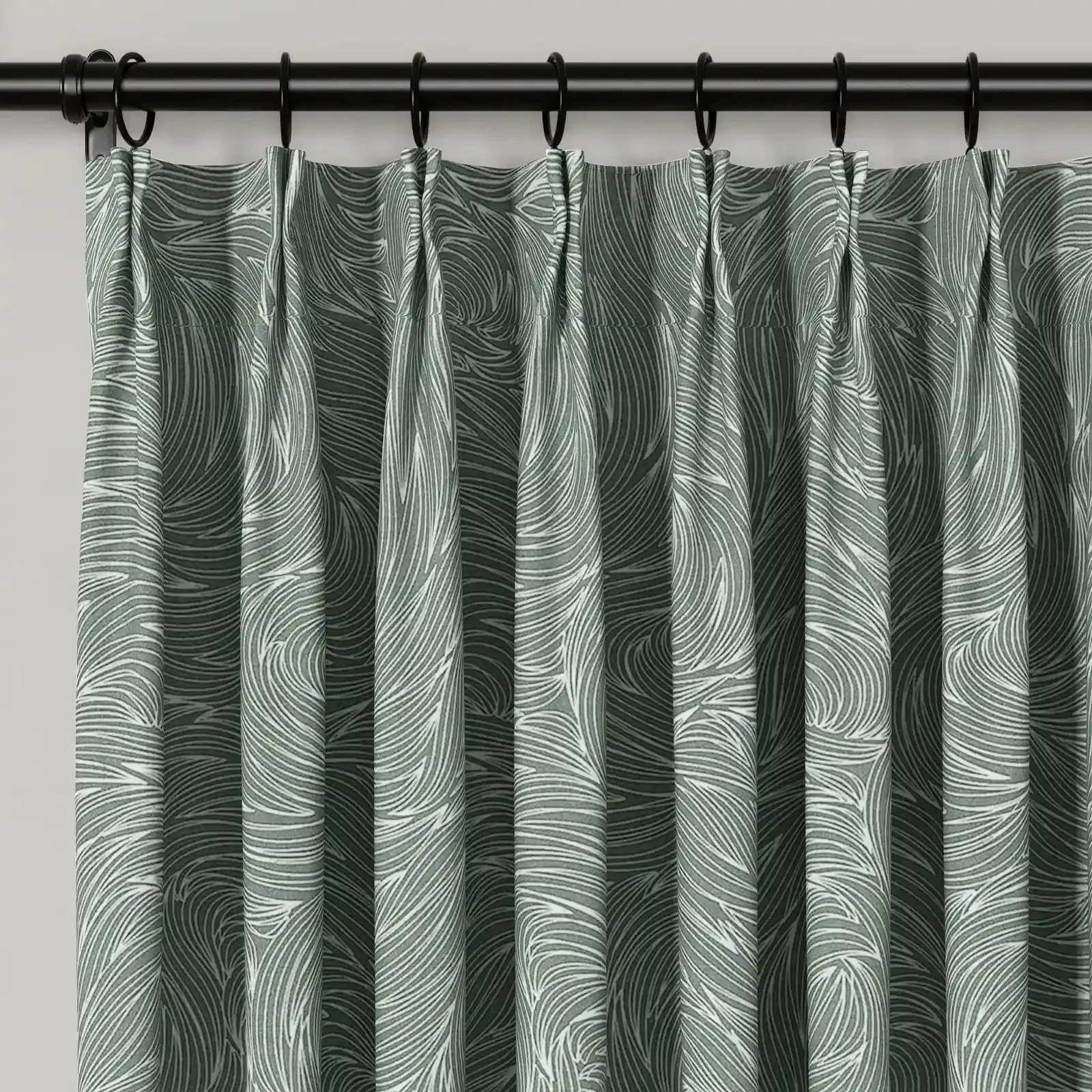 Holly Botanical Serenity Patterned Boho Curtains Pleated