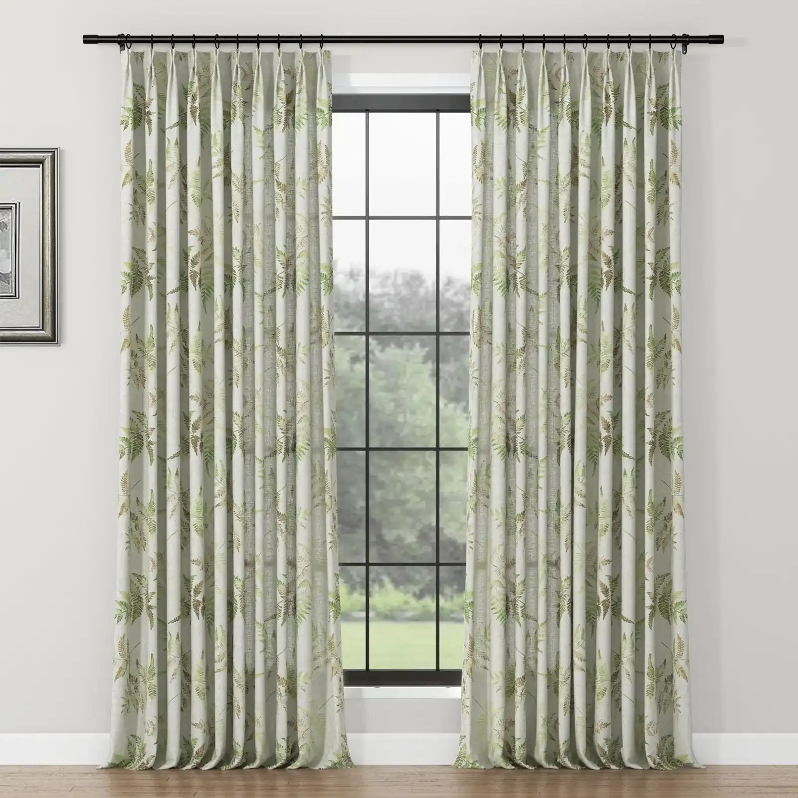 Holly Botanical Serenity Patterned Boho Curtains Pleated