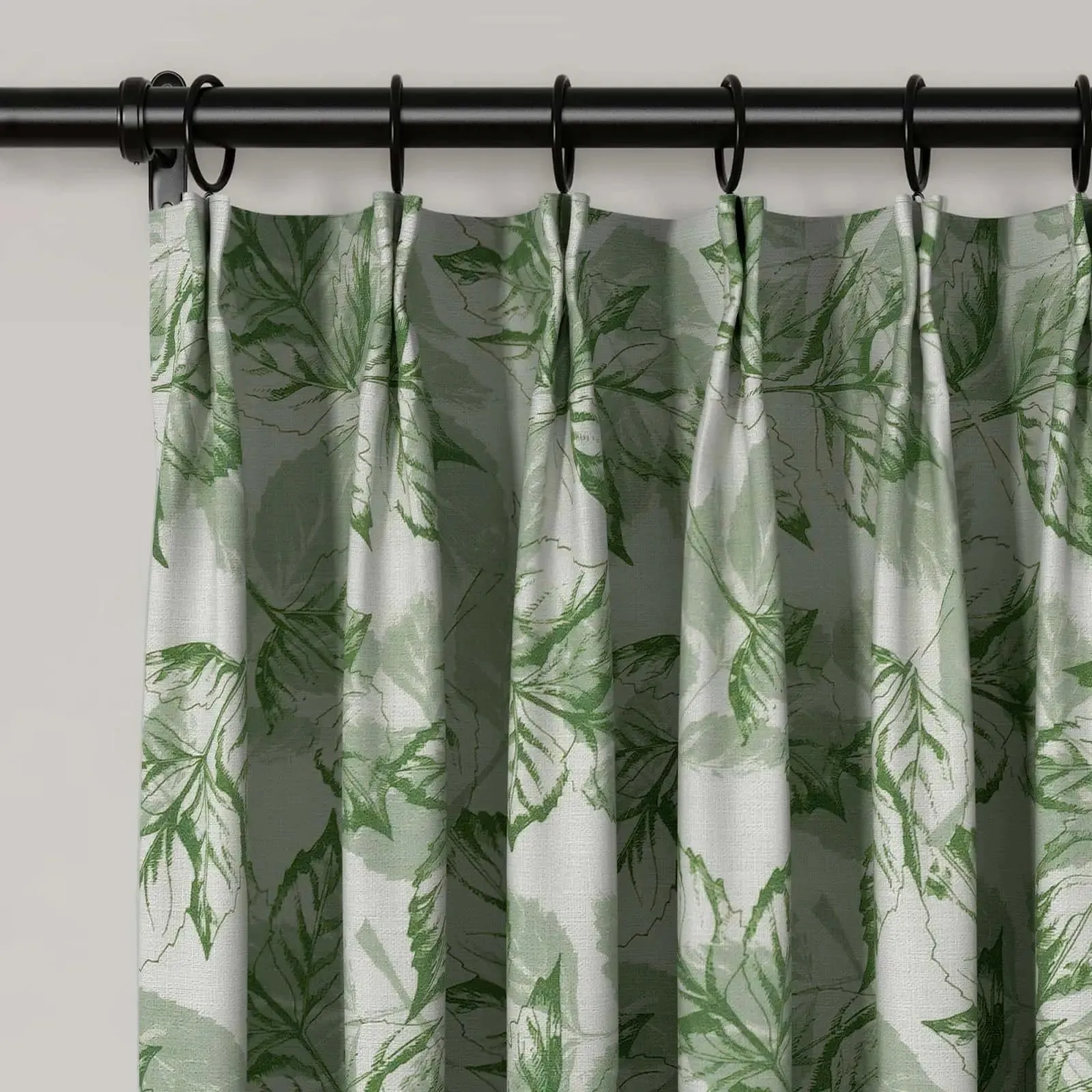 Holly Botanical Serenity Patterned Boho Curtains Pleated